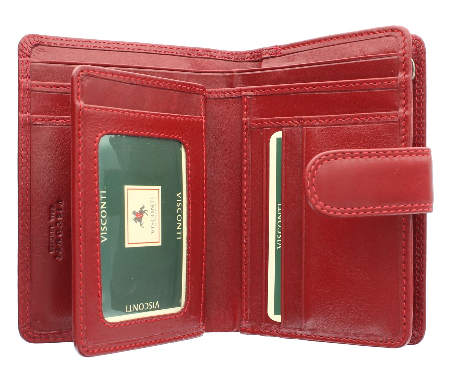 VISCONTI Monza Collection Venice Vegetable Tanned Ladies Leather Purse RFID MZ11 Red