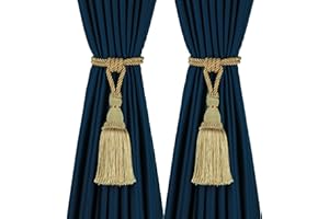 BEL AVENIR 2 Pack Curtain Tiebacks Tassel Drapery Tie-Backs Rope Handmade Holdbacks Home Office Hotel Decorative (Gold, 2 Pack)