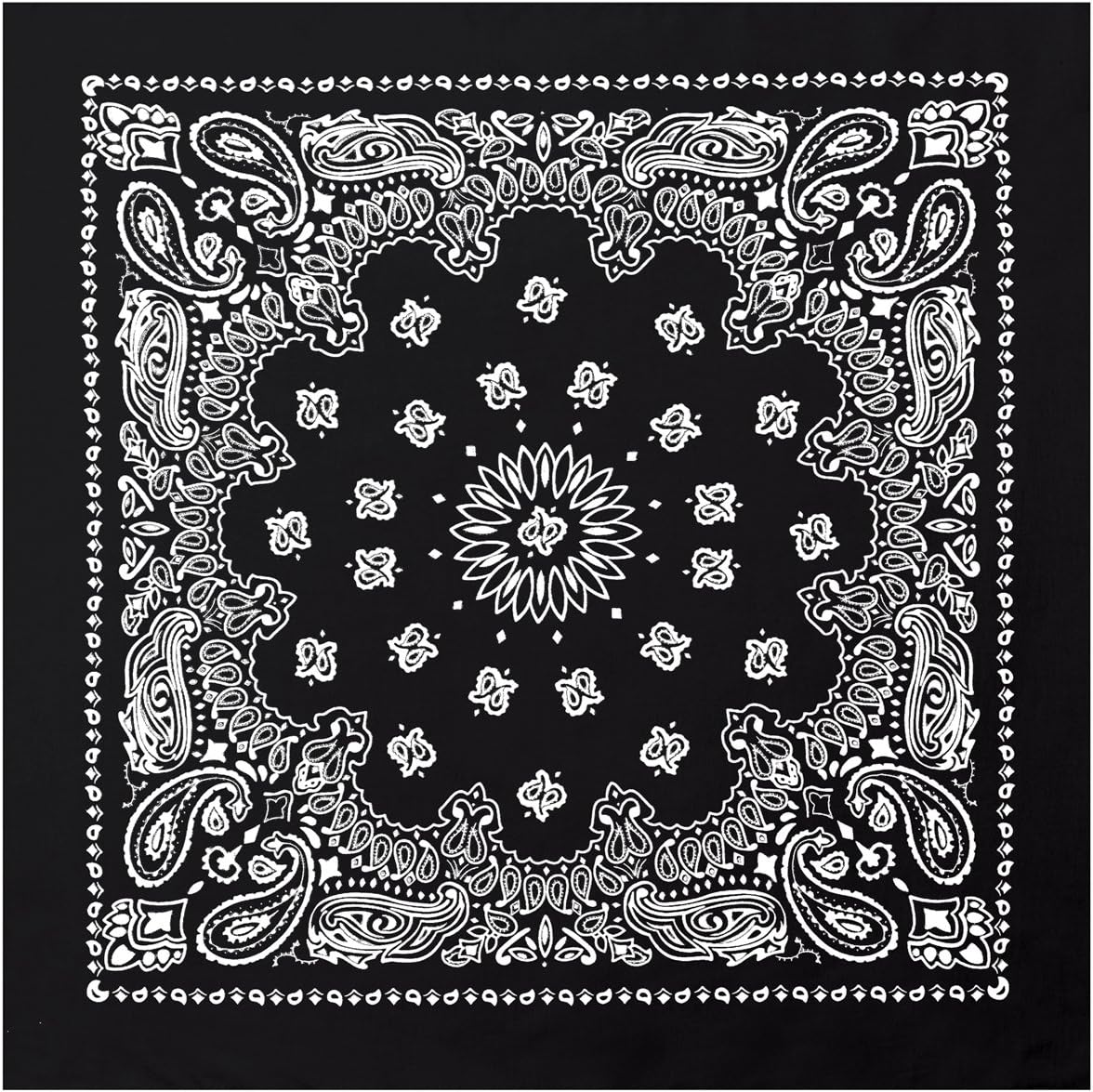 Rothco Trainmen Paisley Bandana – Extra-Large 27” X 27", Black: Clothing