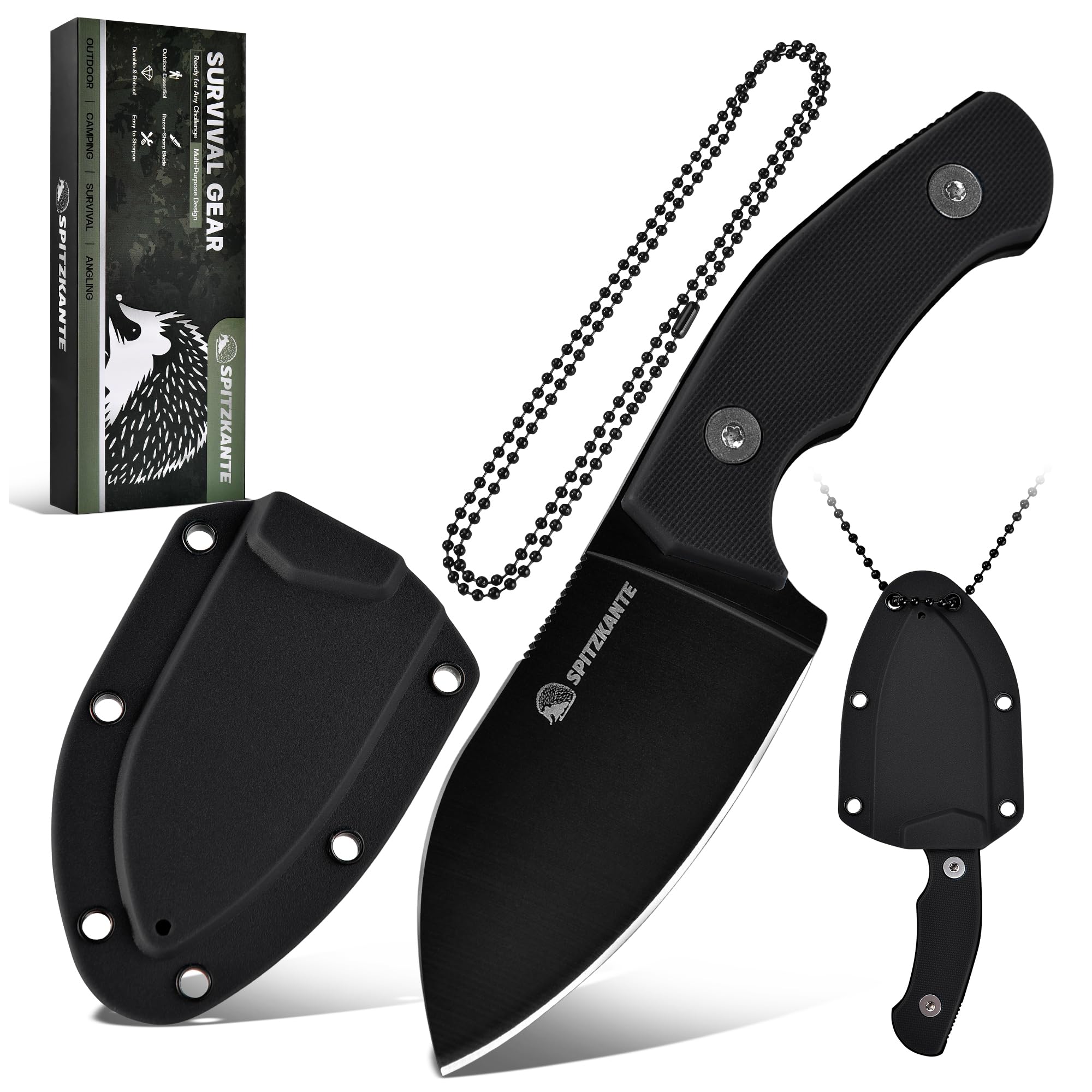 SPITZKANTE 5.5" Tactical Neck Knife P-DA, Mini EDC