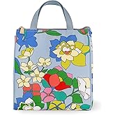 Kate Spade New York Portable Soft Cooler Lunch Bag, Small Insulated Tote, Thermal Lunch Bag with Silver Insulated Lining and Storage Pocket, Flower Bed