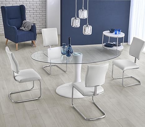 Table A Manger Ovale L 180 Cm Xp 100 Cm Xh 76 Cm Blanctransparent