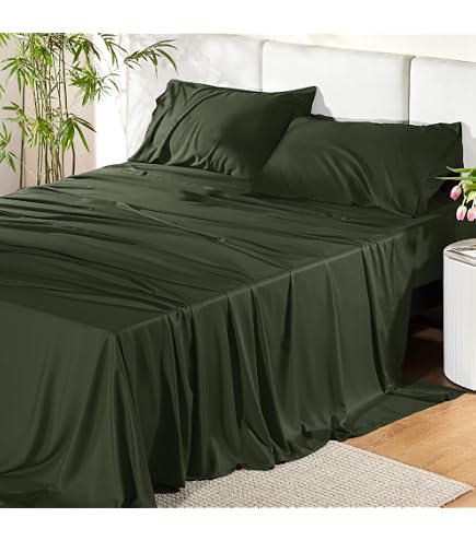 Bedsure Queen Duvet Cover Set – Rayon From Bamboo, Olive Green, 3-Piece With Zipper & Corner Ties - View #5