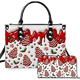 Custom Christmas Leather Bag, Santa Claus Reindeer 3D Handbag, Upload Photo Christmas Winter Pattern Leather Purse