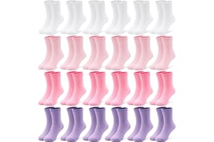24 Pairs Girls Socks Toddler Kids Socks Girls Crew Sock School Girl Dress Sock for 1-14 Years.