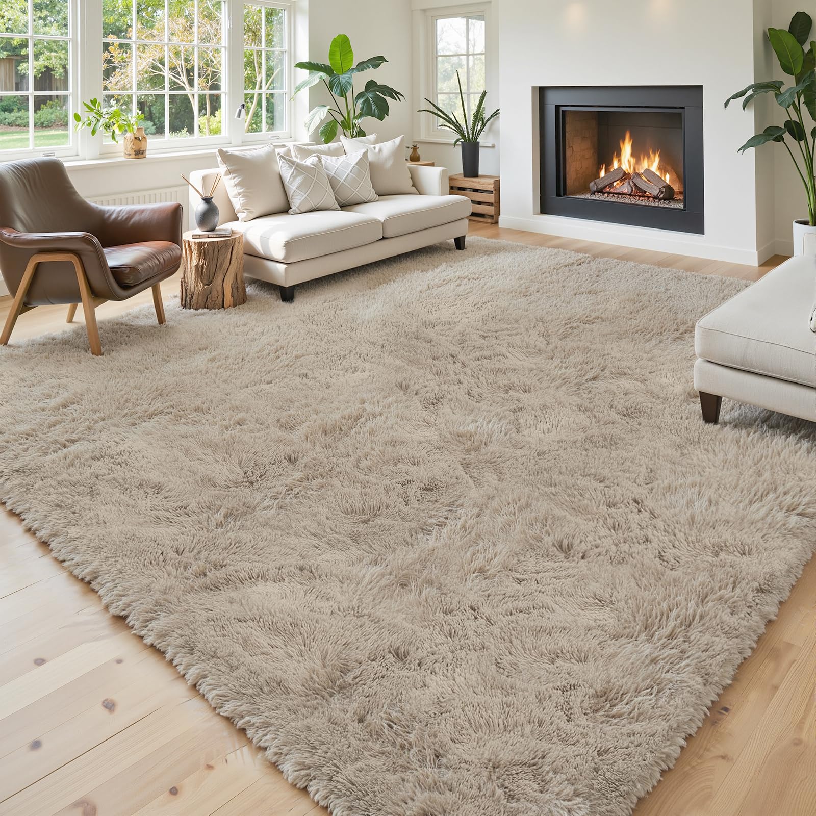 Photo 1 of Area Rugs 9x12 Living Room, Shaggy Carpet Soft Plush Furry Bedside Rug Large Area Rugs for Bedroom Kids Girls Boys Home Decor Anti Slip(9 x 12, Beige)