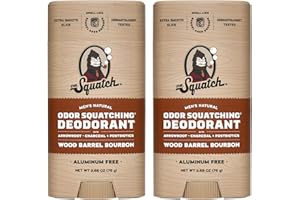 Dr. Squatch Natural Deodorant for Men 2 Pack Wood Barrel Bourbon – Odor-Squatching Men's Deodorant Aluminum Free (2.65 oz, 2 