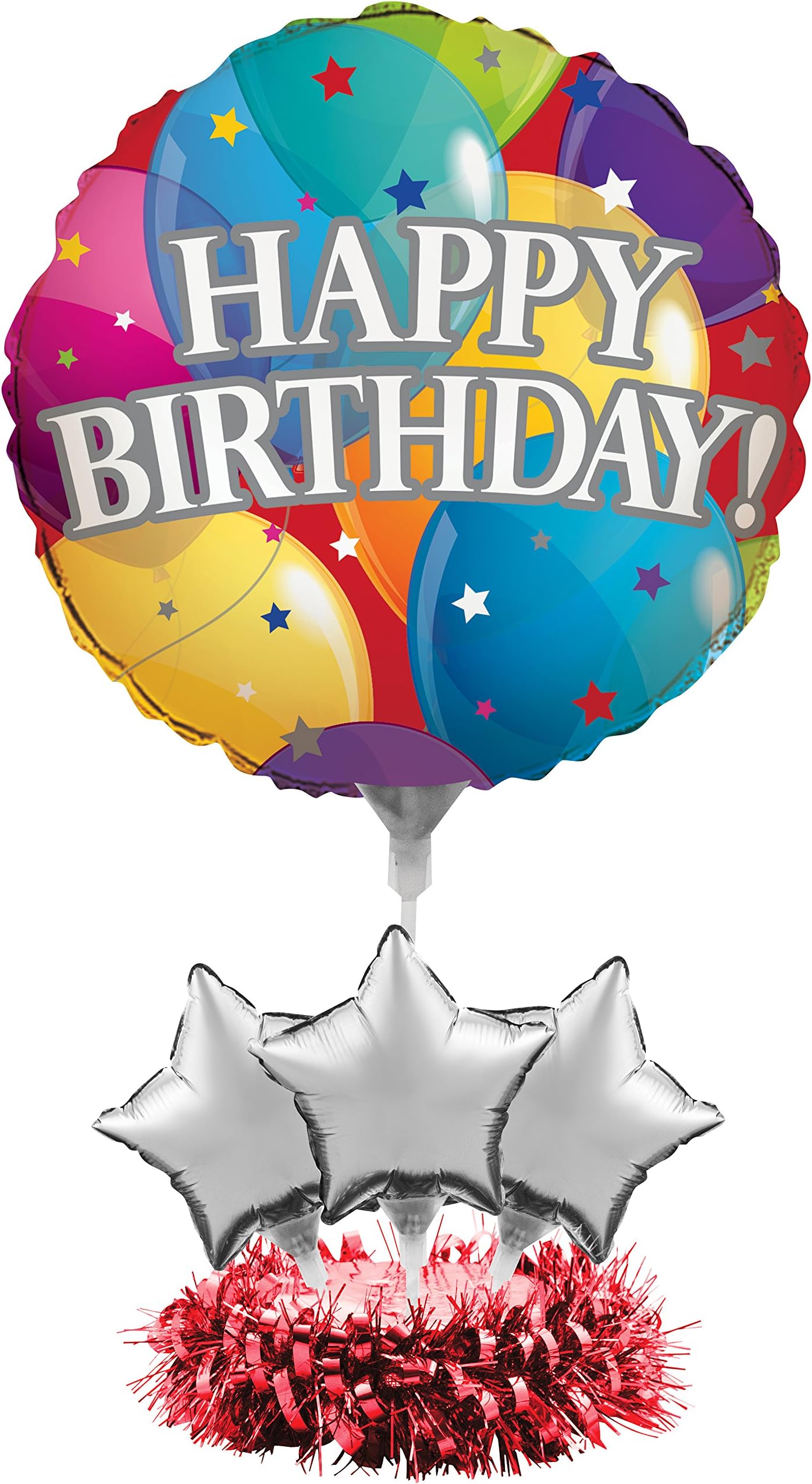 Creative Converting Metallic Happy Birthday Balloon Centerpiece Kit Party Supplies, One Size, Multicolor,268809
