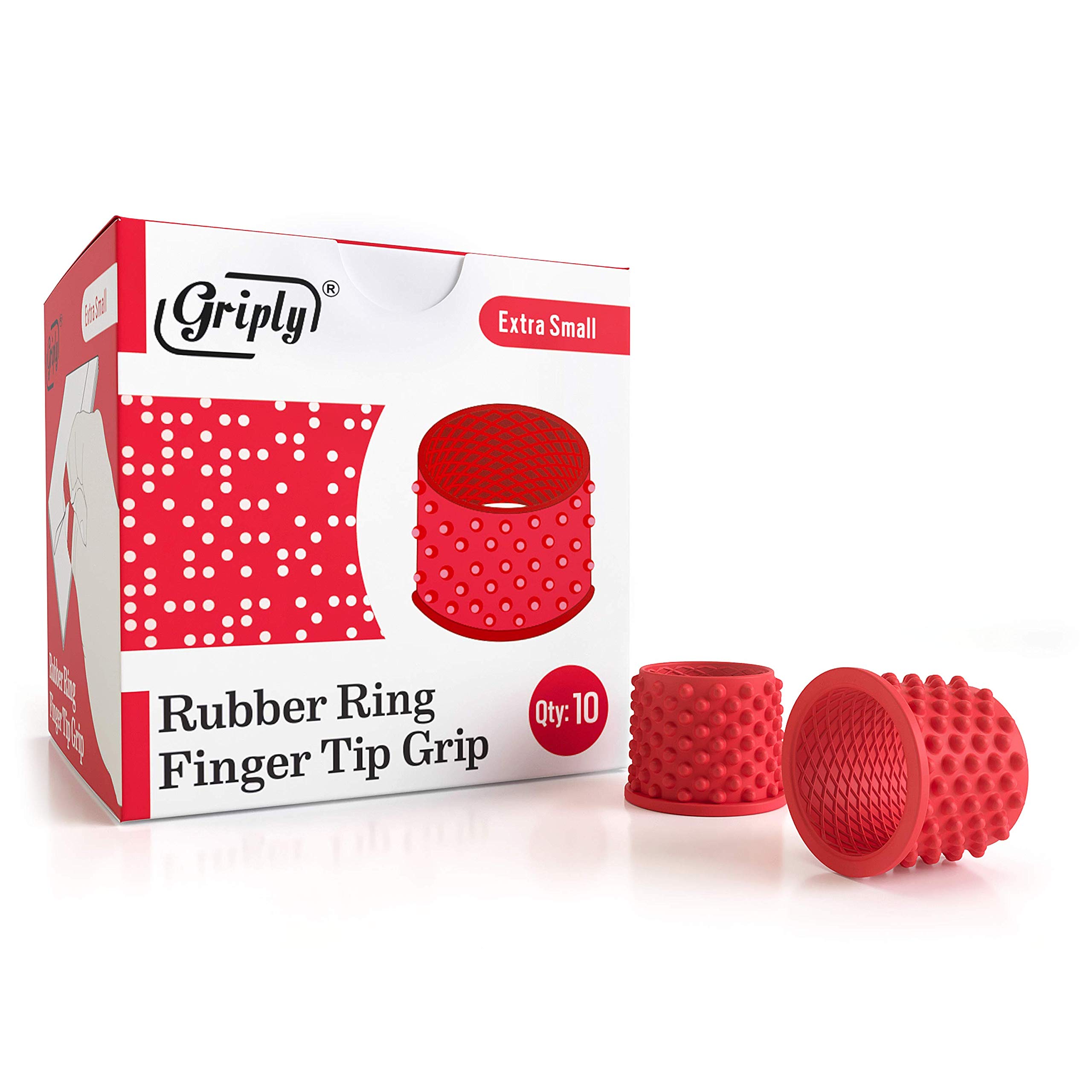 Griply Rubber Finger Tips | Hand Grips | Rubber Tip Finger Protector | Finger Pads (Extra Small)