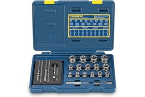 THINKPRO Screw & Bolt Extractor Set,39 PCS Easy Out Stripped Screw Remover with Hex Adapter,Damaged Screw Extractor Set for Broken,Frozen,Rusted,Rounded-Off Studs.