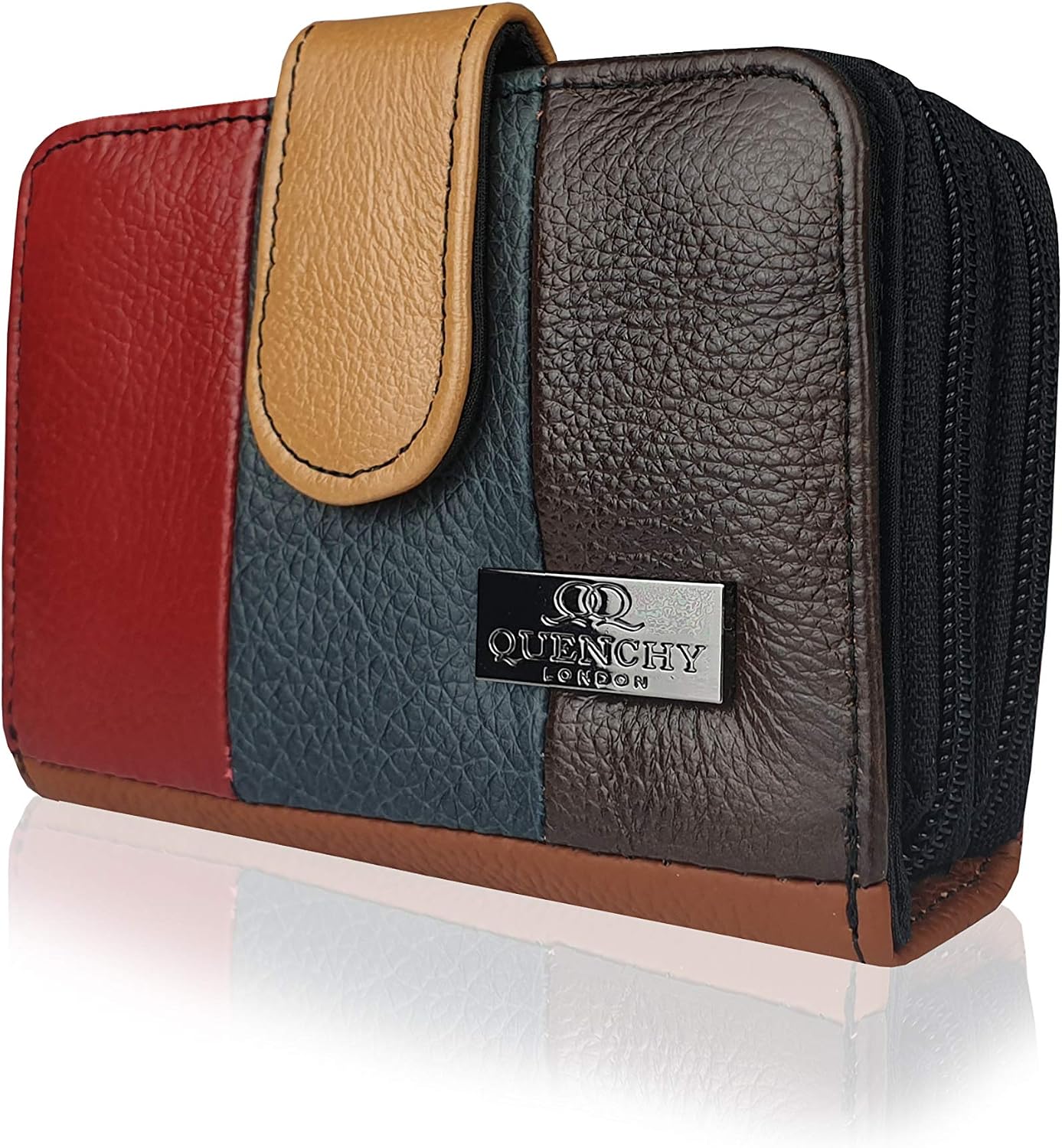 Quenchy London Women's Purse, Ladies Real Leather Designer Wallet, RFID and NFC Blocking with 2 Bank Note Sections - Image 4
