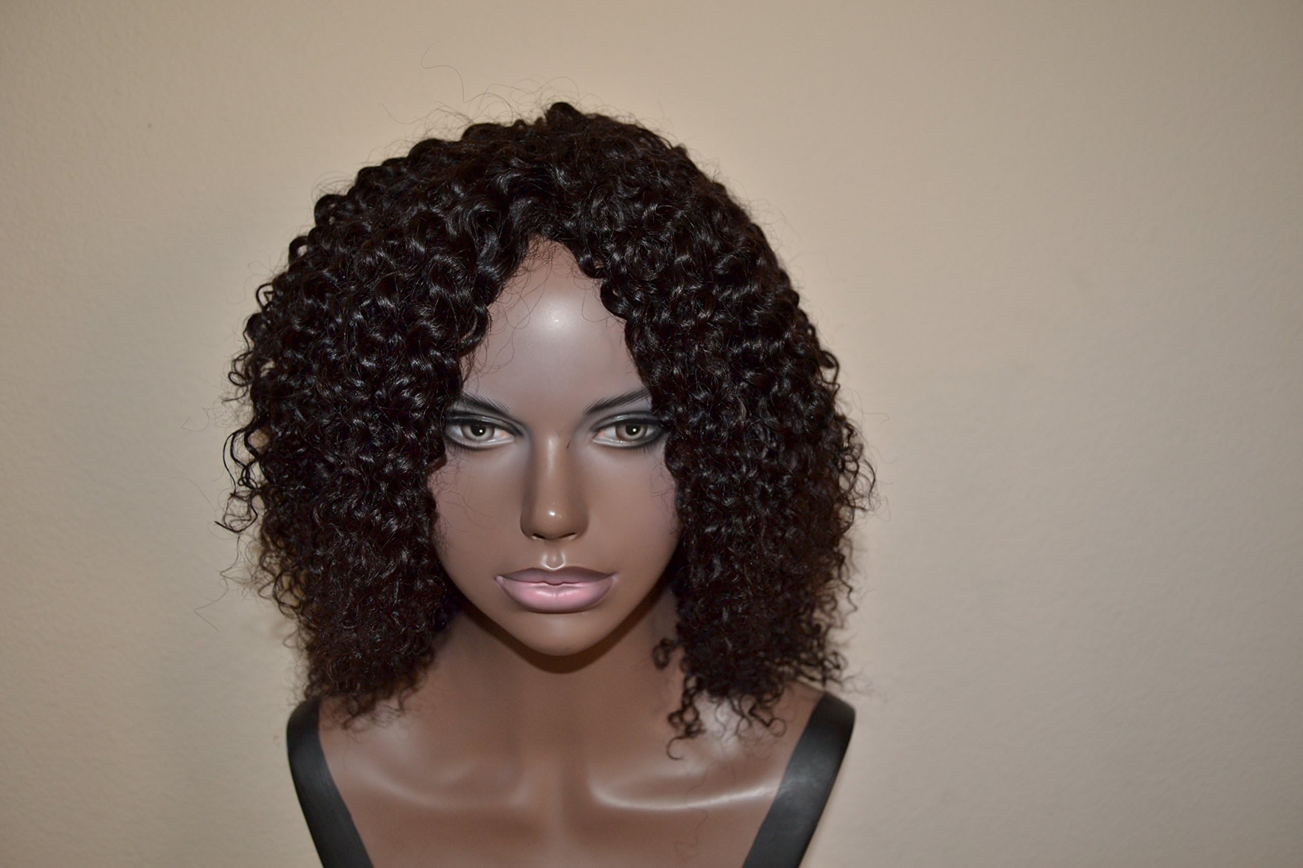Handmade Wig - Brazilian Kinky Curly 8A Natural Color 10-10-10