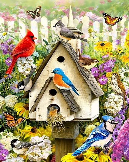 Amazon Com Vermont Christmas Company Backyard Birds Jigsaw Puzzle