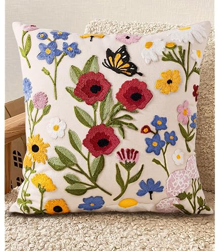 COMMINY Juego De 6 Fundas De Almohada De Color Marrón Y Negro De 18 X 18 Pulgadas, Funda De Almohada Cuadrada Rústica Con Flores De Margarita Para Sofá, Dormitorio, Sala De