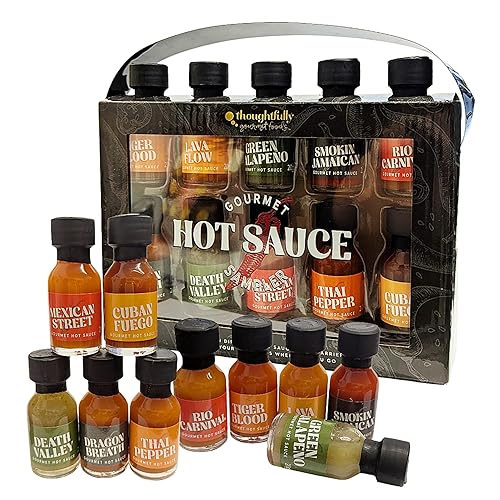 Hot Sauce Gift Set for Mens Gifts - Gourmet 10 Different Flavour Hot Sauce Collection Sampler Set. Heat Pack for Dad Christmas Gifts, Stocking Fillers, Birthday Gifts for Women