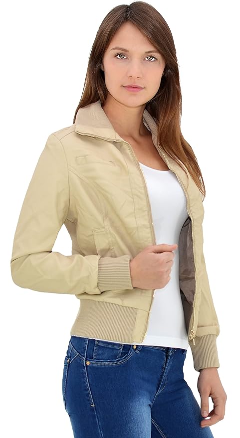 ESRA Mädchen Lederjacke Mädchen Collegejacke Leder Jacke Lederimitat in 15 Farben M08