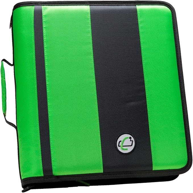 Caseit Classic ORing Zipper Binder, Green, 2 Inches