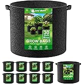 Land Guard 10-Pack Fabric Grow Bags 30 Gallon, Thickened Nonwoven Garden Pots, Growing Bags with Handles, Black