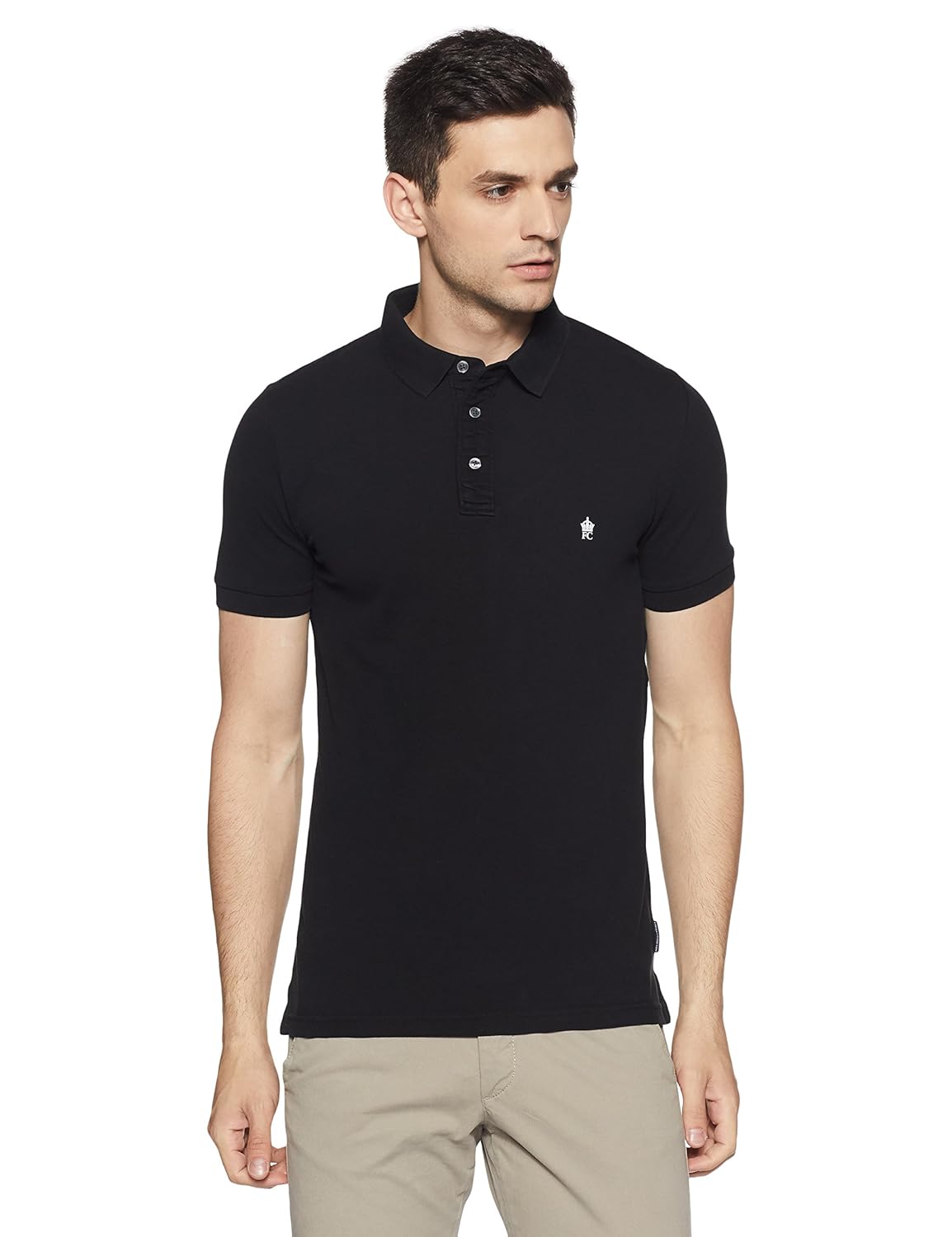 french connection men's solid slim fit polo