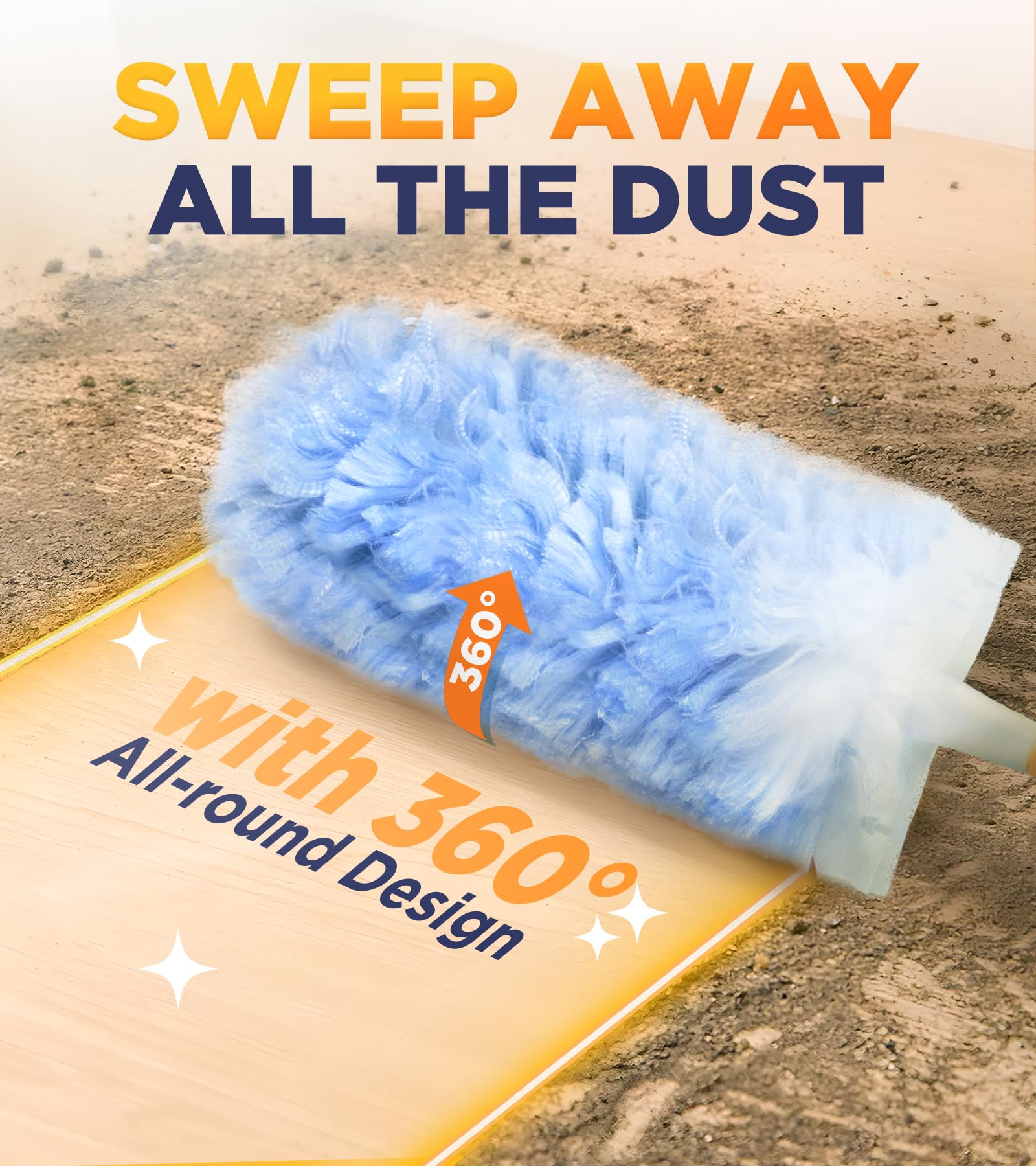 Heavy Duty Duster Refills for Swiffer Duster, 20 Count Duster Refills with 1 Handle, Multisurface 360° Dusters with 4X Microfibers, Unscented Disposable Dusters for Cleaning (Blue)