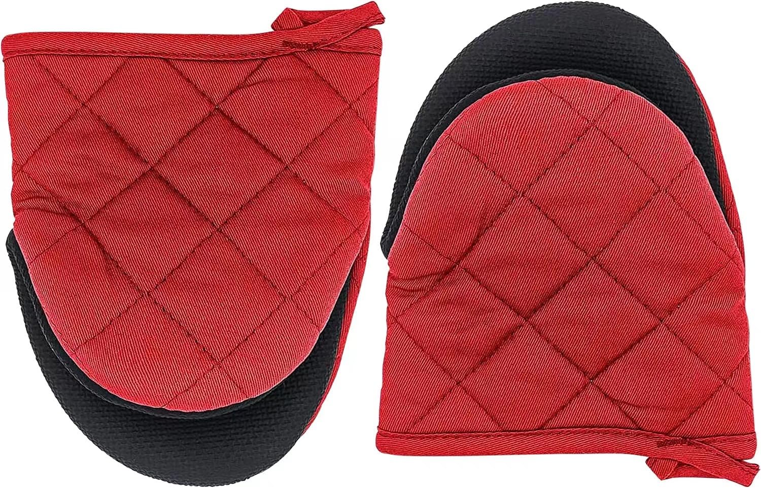 PengLAI Oven Gloves,1 Pair Oven Mitts, Heat Resistant Silicone With Pure Cotton Bbq Gloves Kitchen Mini Oven Mitts for 500°F, Non-Slip Grip Surfaces and Hanging Loop Heat Resistant Gloves