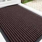 OLANLY Front Door Mat Indoor Outdoor Entrance, Waterproof Heavy Duty Doormat, Fade Resistant, Low Profile, Easy Clean Patio Porch Welcome Floor Mats for Entry, 29.5x17, Brown