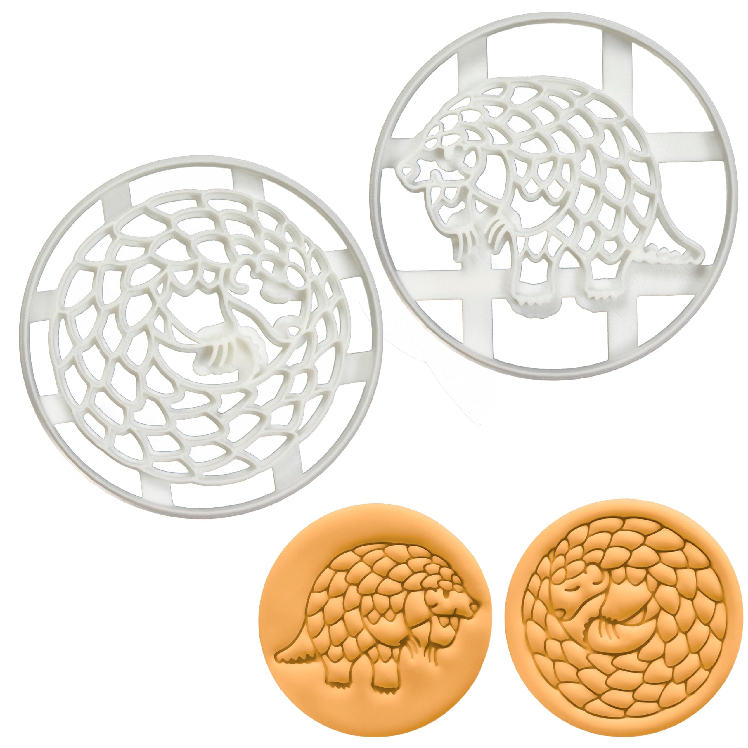 BAKERLOGY Set of 2 Pangolin Cookie Cutters (Designs: Sleeping & Walking) - Detailed Biscuit Cutter Design for Baking and Crafts, Ideal on Fondant, Dough, Clay
