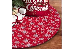 S-DEAL 32 Inches Small Christmas Tree Skirt Double Layers Red and White Snow Carpet for Party Holiday Decorations Xmas Ornaments