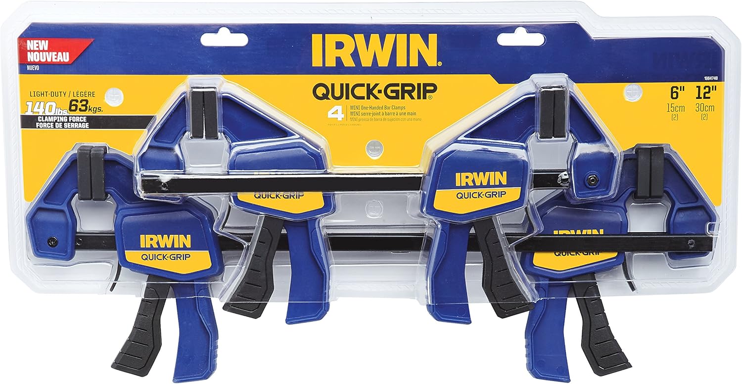 IRWIN QUICKGRIP 1964758 OneHanded Mini Bar Clamp 4 Pack 6" 140 lbs