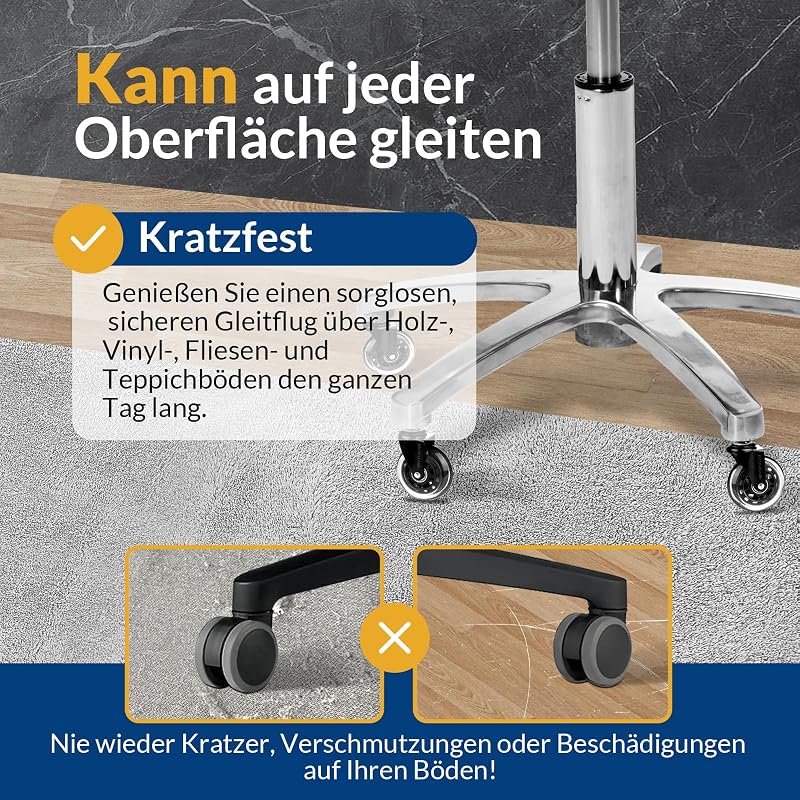Bürostuhl Rollen für Hartboden, Leise PU Hartbodenrollen