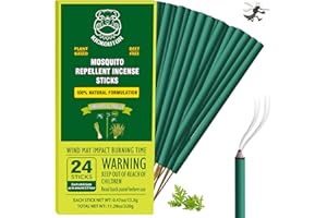 KICKOUTOR® Mosquito Repellent Outdoor Patio 24 PCS Natural Citronella Incense Sticks DEET Free Lemongrass Oil Gnat Mosquito Control for Indoor Backyard Travel Camping