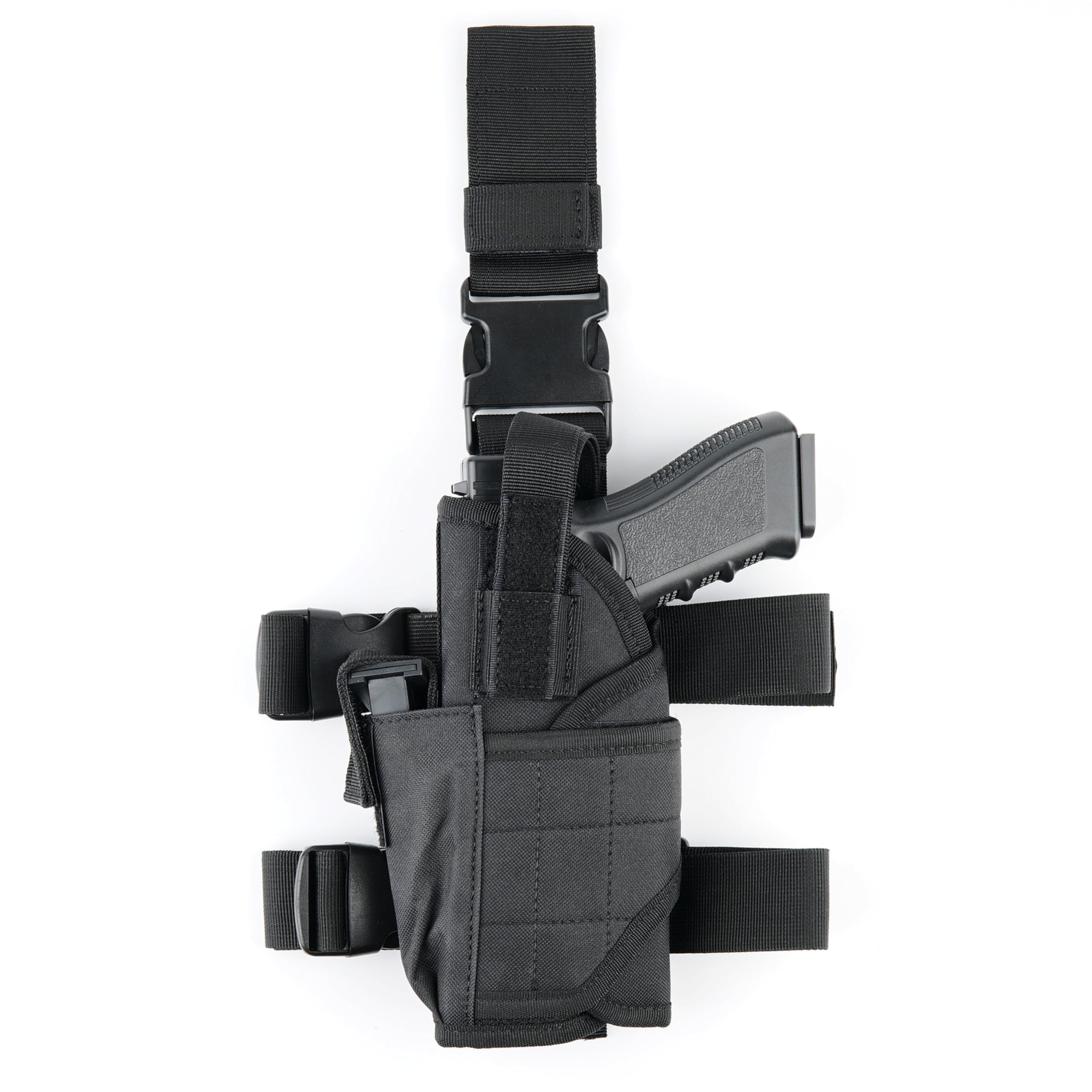 AUGOOL Tactical Drop Leg Holster Hanging Pistol Holster Thigh Gun Holster Universal Airsoft Military Adjustable with Magazine Pouch for Hunting Outdoor Training Cosplay, Left Handed