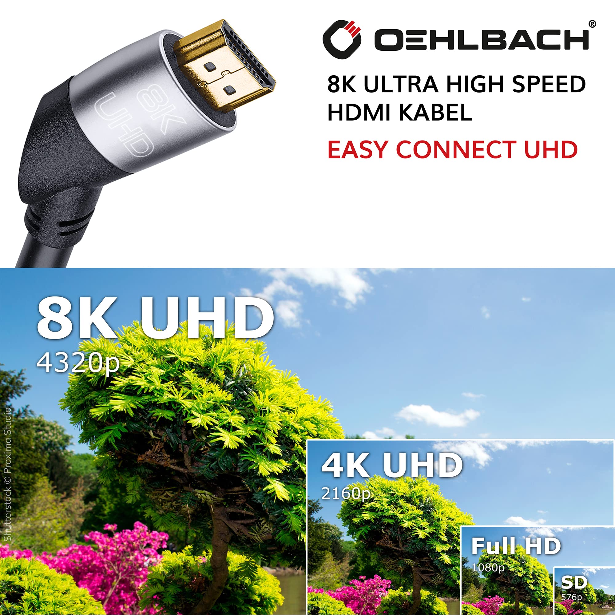 OEHLBACH Easy Connect UHD Ultra High Speed HDMI-Kabel - (48 Gbit/s, 8K 60Hz, 4320p, 4K 120Hz, Dolby Vision, Dynamic HDR 10+, 21:9, 3D, VRR, eARC) - 2m schwarz 5