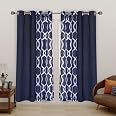 LORDTEX Mix and Match Curtain - 2 Pieces Blackout Curtains and 2 Pieces 3D Embossed Matelassé Sculptured Curtains for Bedroom Living Room Grommet Window Curtains Set of 4 Panels (27x84/Panel, Grey
