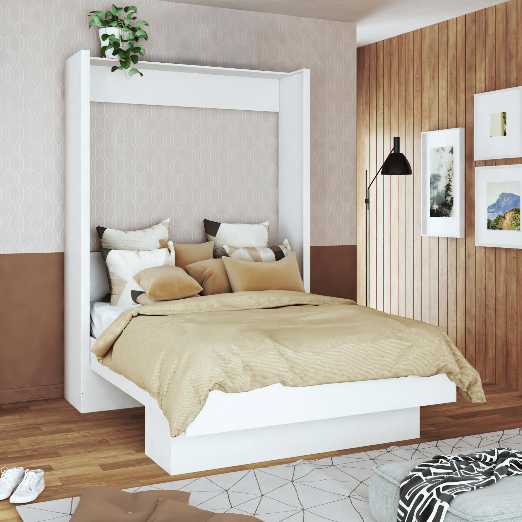Photo 1 of Oakland Living Easy-Lift Queen Murphy Wall Bed in White with Shelf 2 BOX SET 