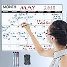 [Upgraded] Magnetic Calendar for Refrigerator, Exwell Erasable 17x13 Magnetic Dry Erase Board, No Water Damage, No Air Bubble, No Small Slit, No Crack, No Wrinkly, 2018 Monthly Calendar