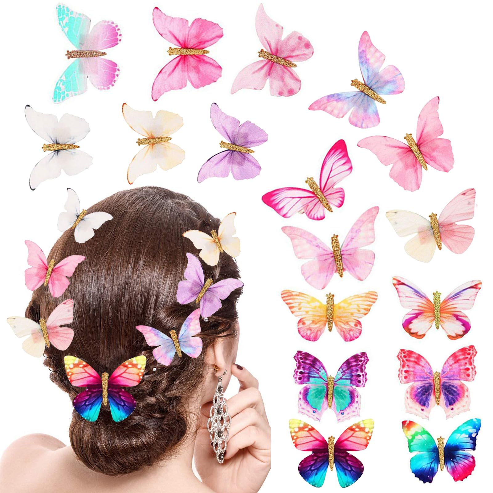 Photo 1 of 18Pcs Rhinestone Hair Clips for Teens Women - Y2K Glitter Jaw Clips, Cute Headwear Gifts for Wedding Hair Accessory Rainbow