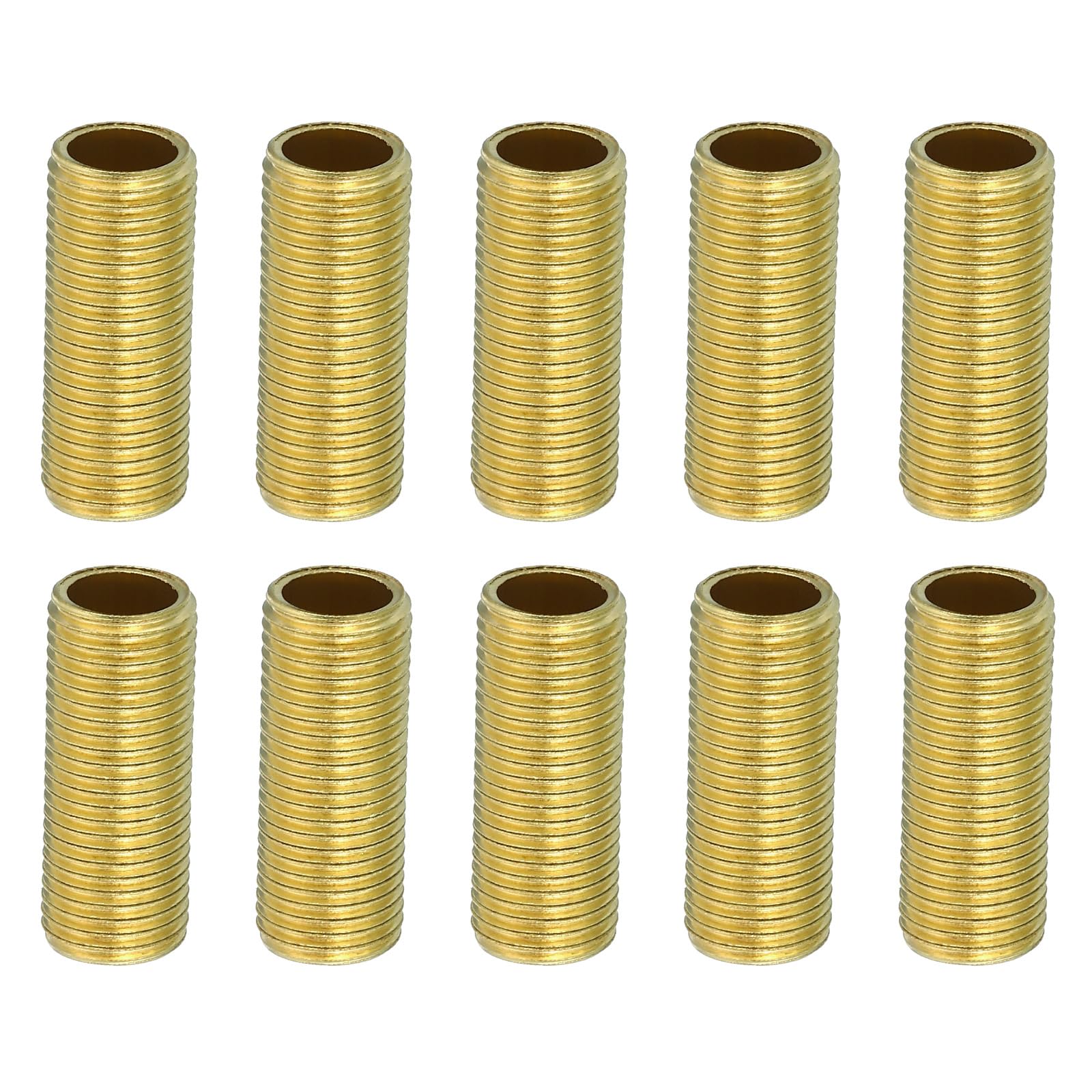PATIKIL M10 Fine Thread Lamp Pipe, 10 Pack 25mm Threaded Hollow Tube Adapter Brass Coupler Connector Pipe Fitting