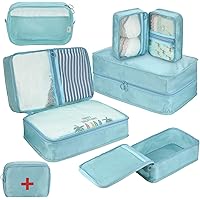 DIMJ Packing Cubes for Travel, 6 Pcs Travel Cubes for Suitcase Lightweight Travel Essential Bag with Large Toiletries…
