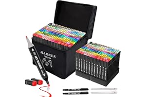 Banral Alcohol Markers Set, 120 Colors Dual Tip Alcohol Based Art Markers Pens for Artists, Permanent Drawing Markers for Adult Coloring Sketching Illustration with Case and Holders