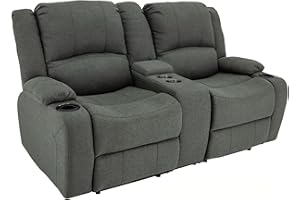 RecPro Charles Powered Double RV Wall Hugger Recliner Sofa | RV Loveseat | RV Furniture | Cloth (Fossil, 67")