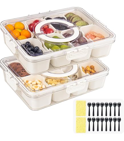 Bandeja Dividida Para Servir Con Tapa Y Asa, Caja De Botanas | Cuotas Sin Interés