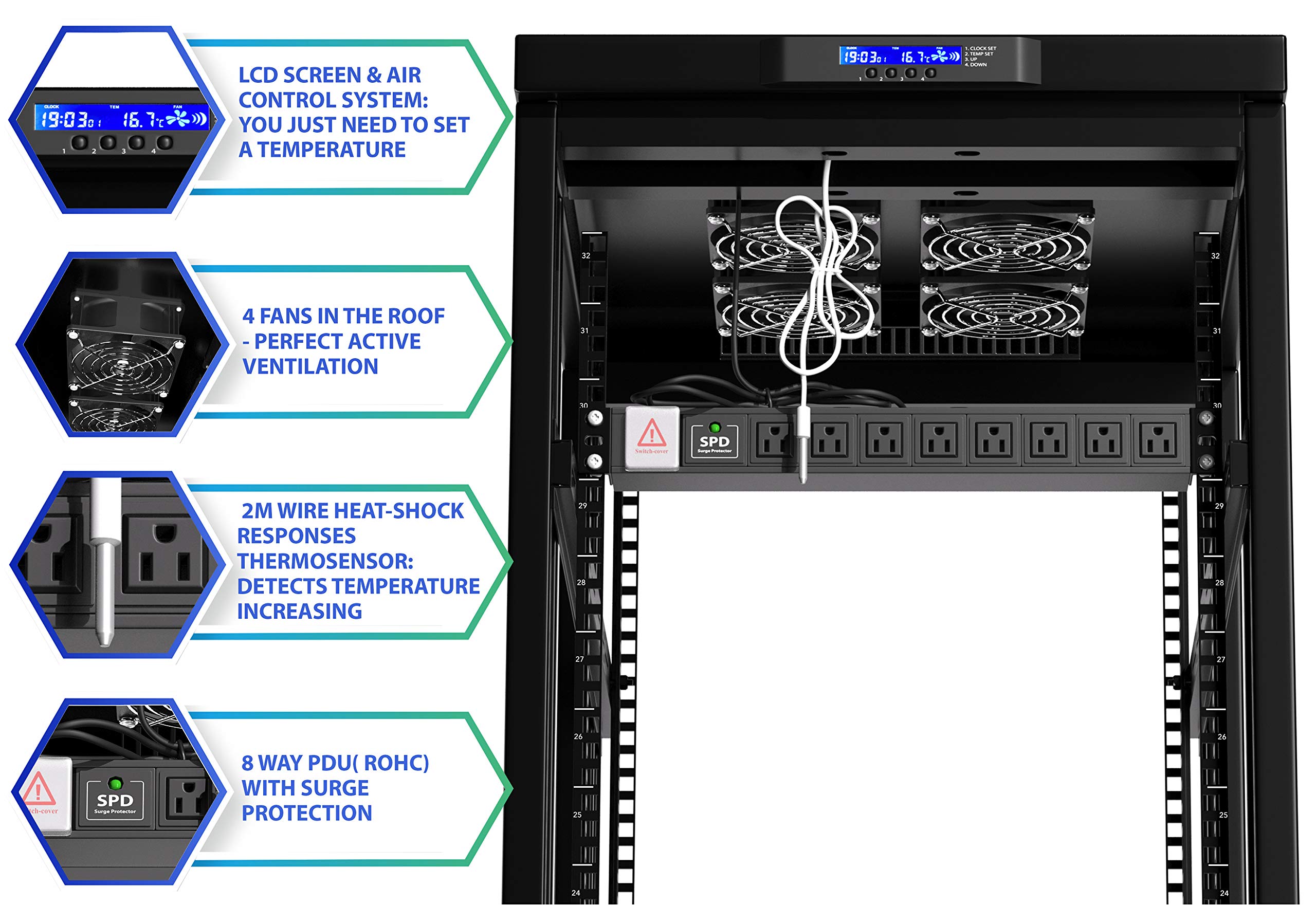 Mua Server Rack - Locking Cabinet - Network Rack Cabinet Enclosure ...