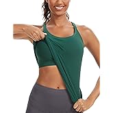 MathCat Seamless Workout Tank Tops for Women with Built in Bra, Ribbed Racerback Athletic Yoga Camisole