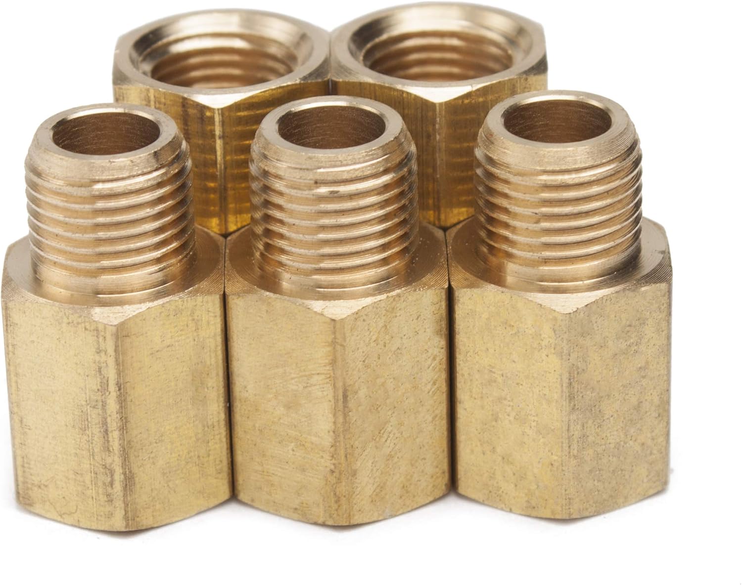 LTWFITTING Brass Pipe 1/8-Inch Male BSPT x 1/8-Inch Female BSPP Adapter Fuel Gas Air (Pack of 5), 1/8" Male BSPT x 1/8" Female BSPP