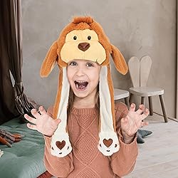 Bubblepompom Animal Hat with Ears Moving Jumping