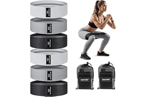 3-Resistance Levels Fabric Resistance Bands Set, Non-Slip Exercise Loop Bands for Legs, Glutes & Full Body Workout, Portable 