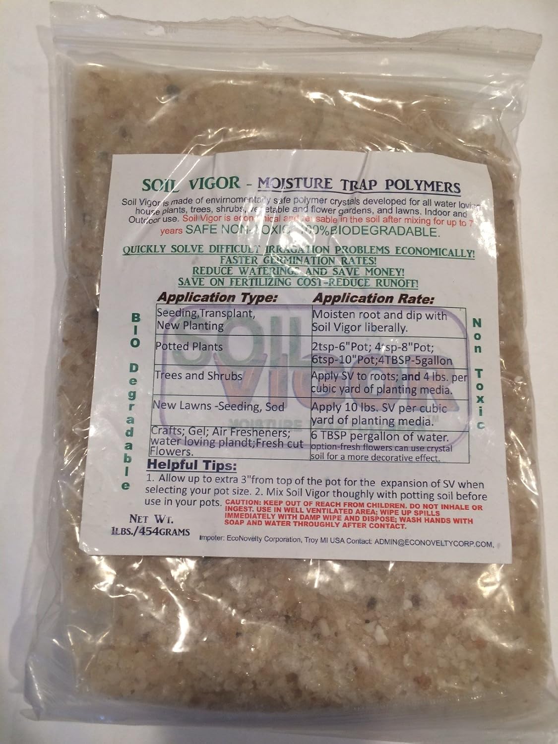 3 Pounds Water Crystals Super Absorbent Polymer for Plants Soil Vigor Brand