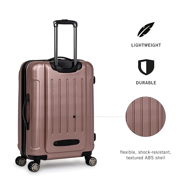 KENNETH COLE REACTION RENEGADE LUGGAGE EXPANDABLE 8-WHEEL SPINNER LIGHTWEIGHT HARDSIDE SUITCASE, ROSE GOLD, 3-PIECE SET (20″/24″/28″)