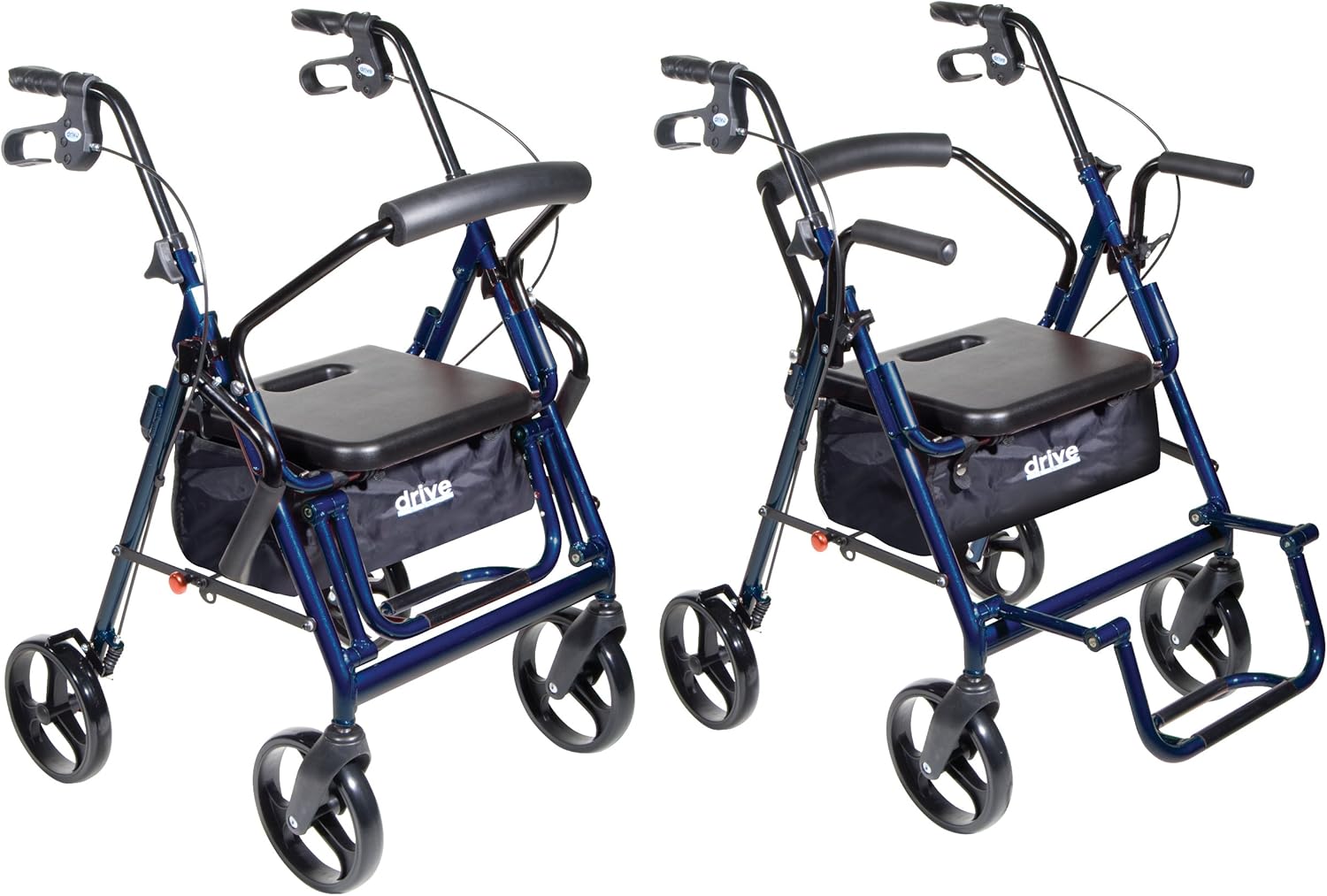 Drive Medical Duet Transport Wheelchair Rollator Walker, Burgundy: Health & Personal Care